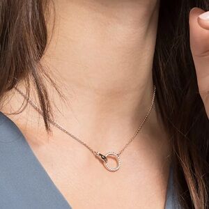 Swarovski Crystal Symbolic Necklace Hand Pave Crystal Rose Gold